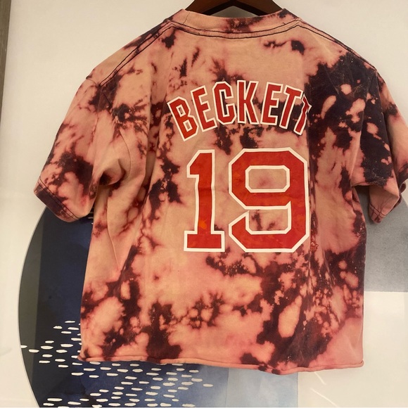 Red Sox Tie Dye Cropped T Shirt L Beckett - Picture 3 of 5